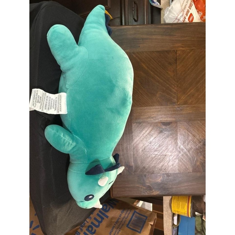 Your Zone Kids Dino Triceratops Green Weighted Plush Pillow 24" x 7" - Picture 4 of 4